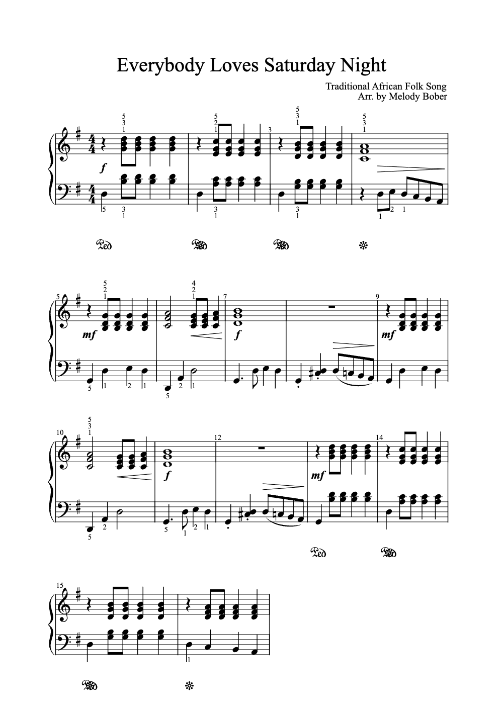 Sheet music preview for Everybody Loves Saturday Night