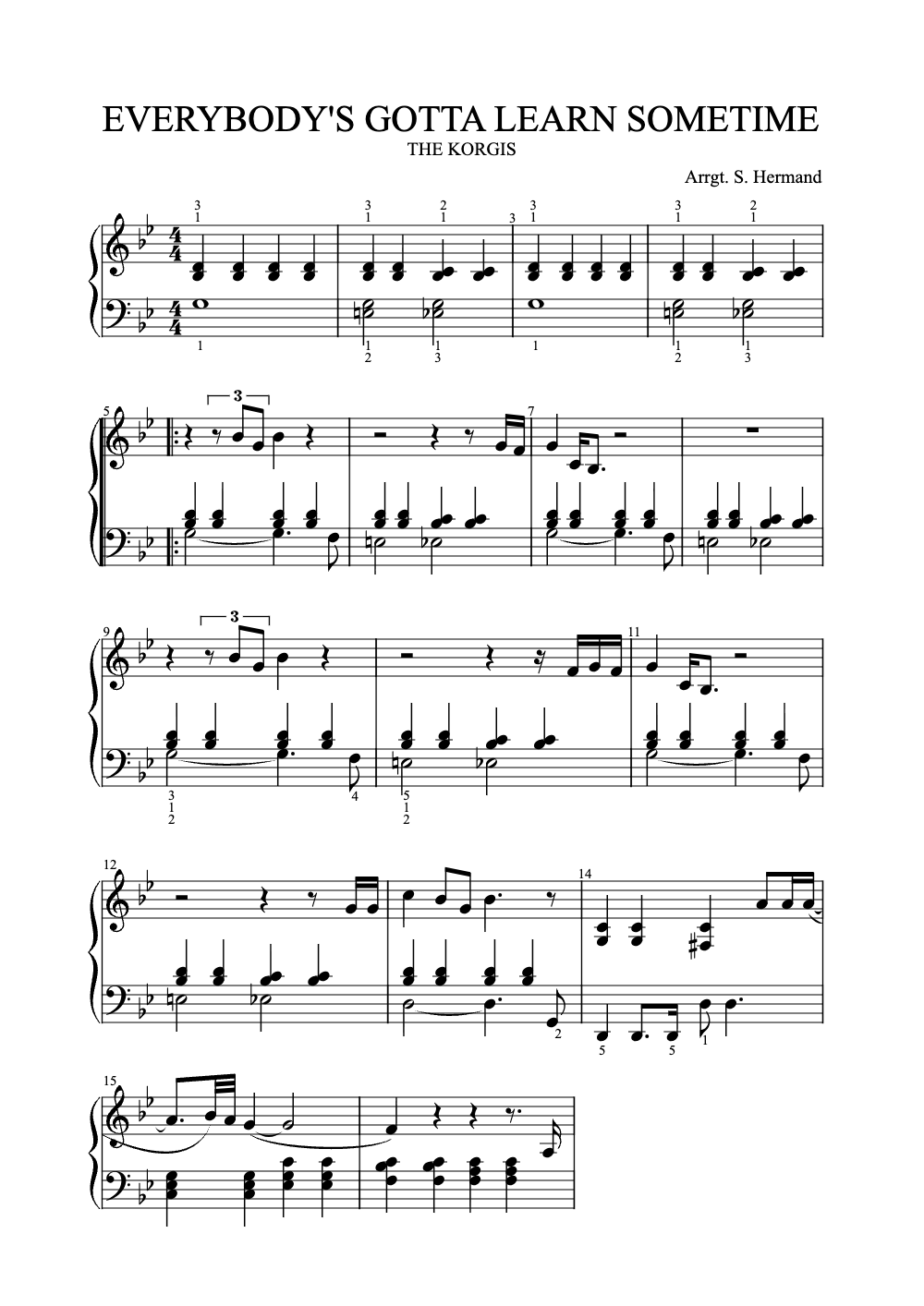 Sheet music preview for Everybody's Gotta Learn Sometime