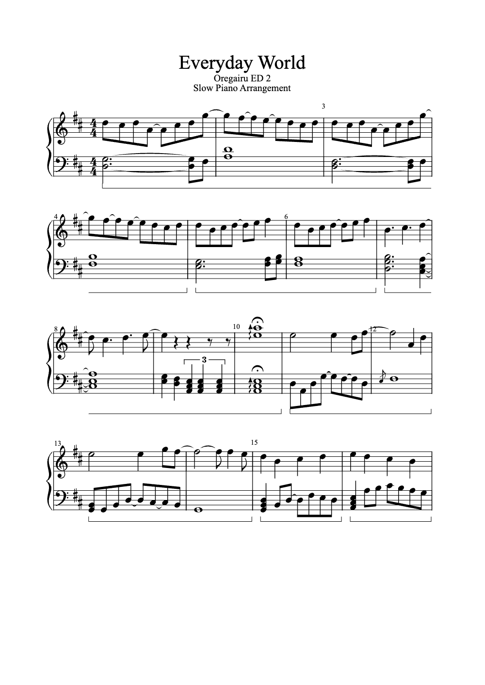Sheet music preview for Everyday World
