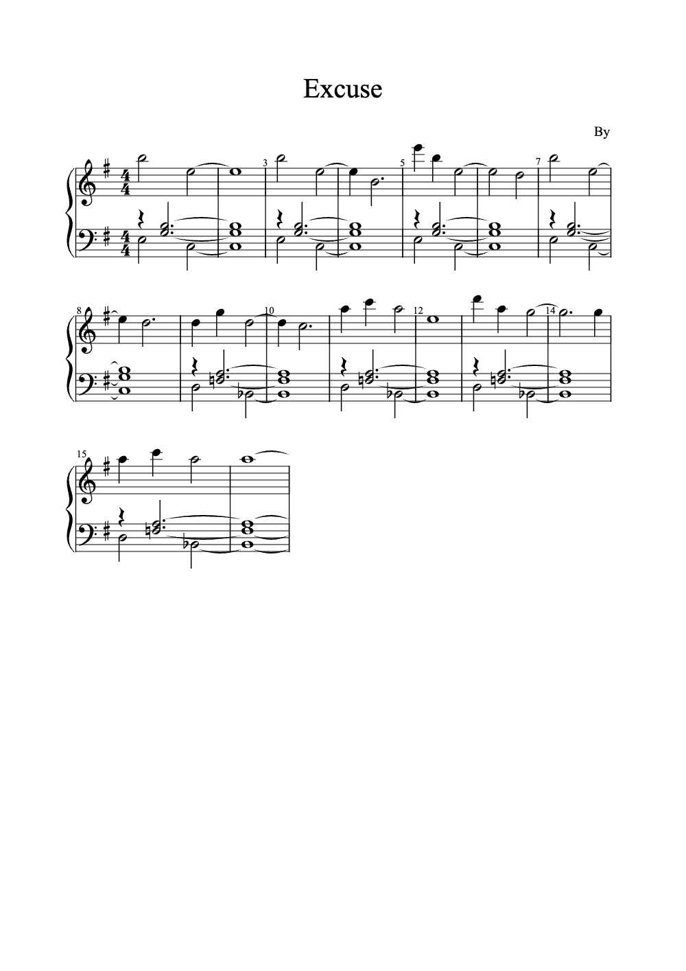 Sheet music preview for Excuse