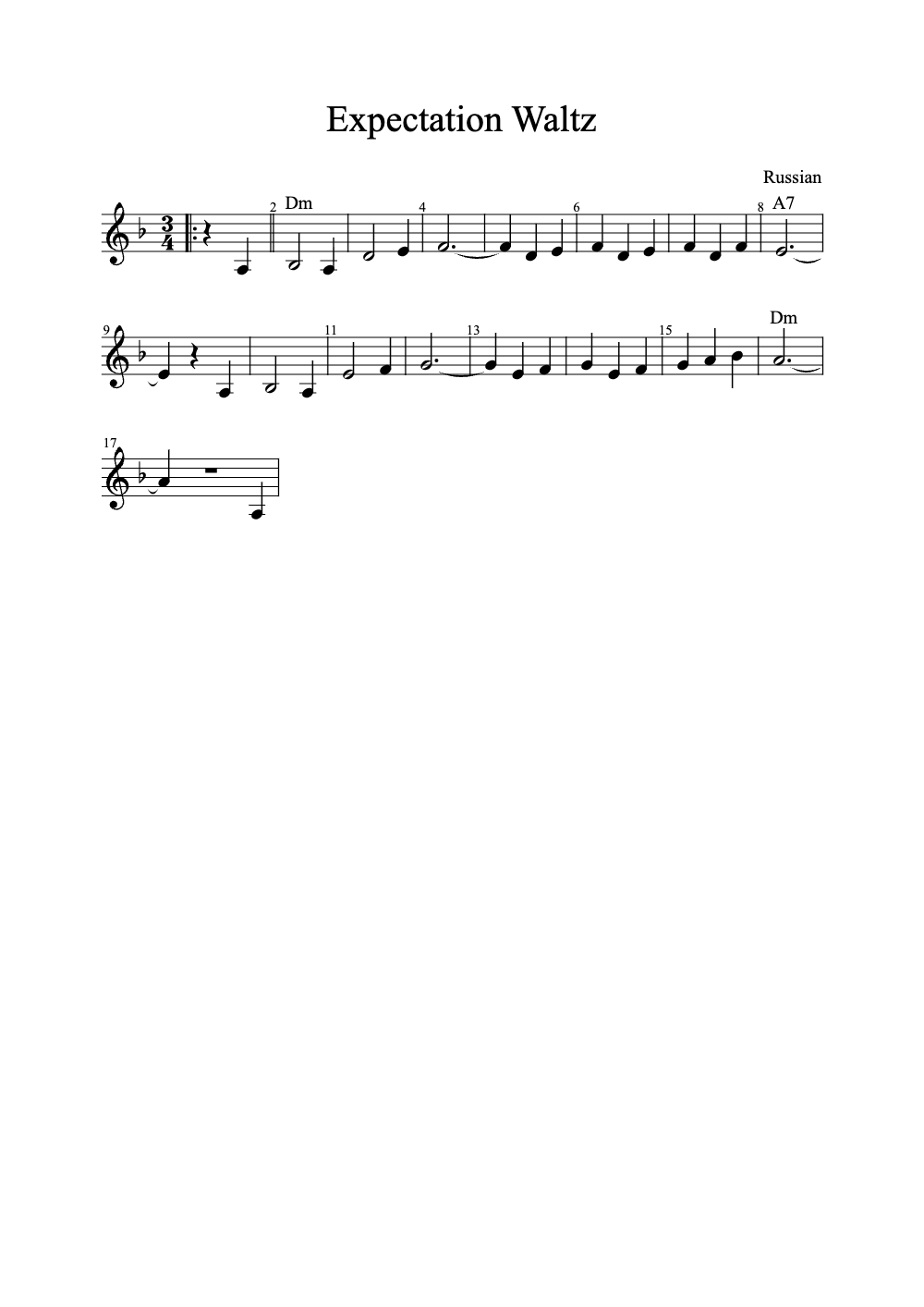 Sheet music preview for Expectation Waltz