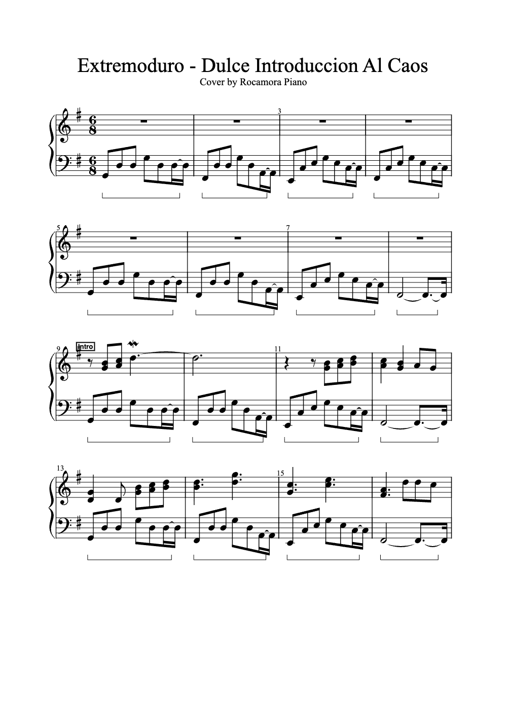 Sheet music preview for Dulce Introducción al Caos