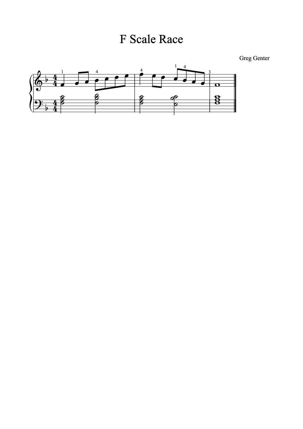 Sheet music preview for F Scale Race