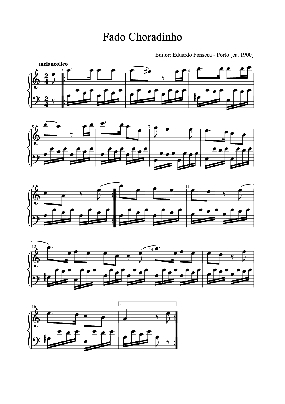 Sheet music preview for Fado Choradinho