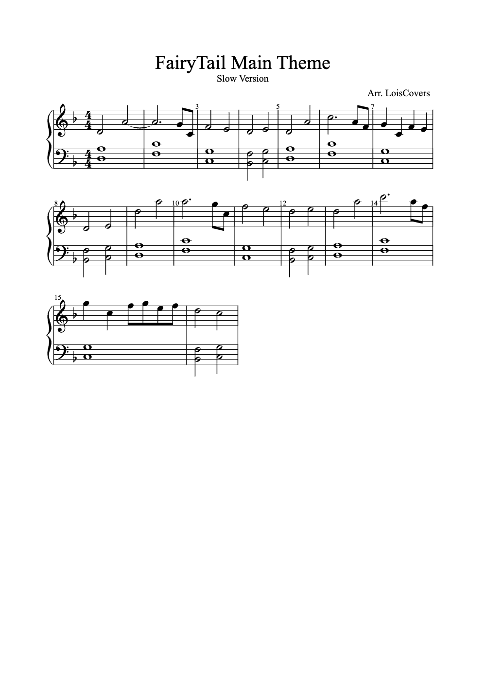 Sheet music preview for Fairy Tail Main Theme