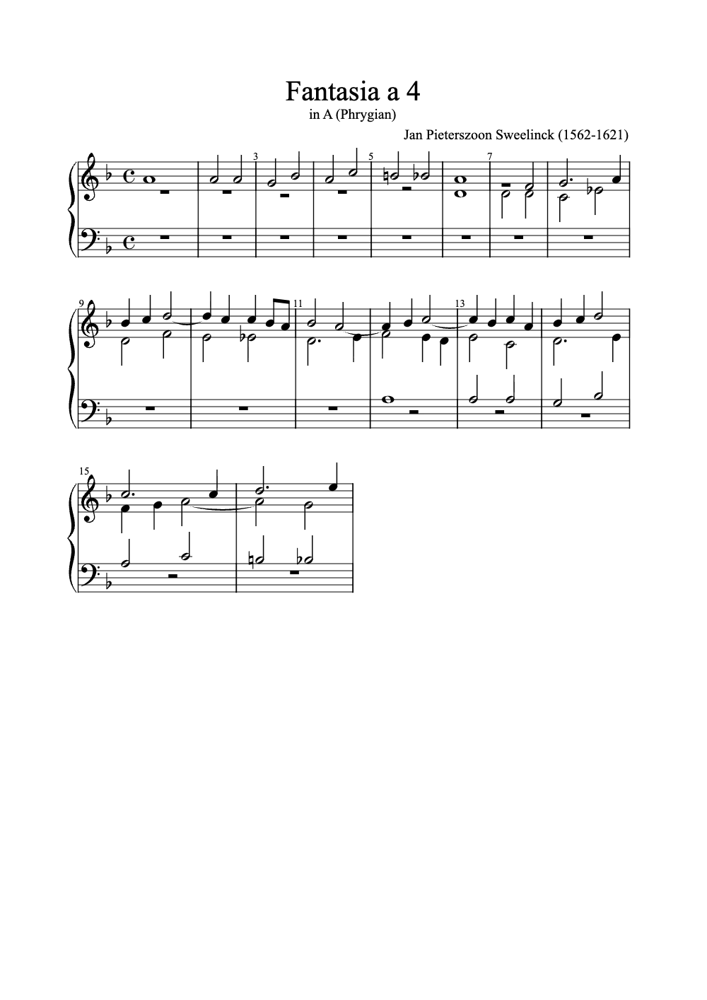 Sheet music preview for Fantasia a 4