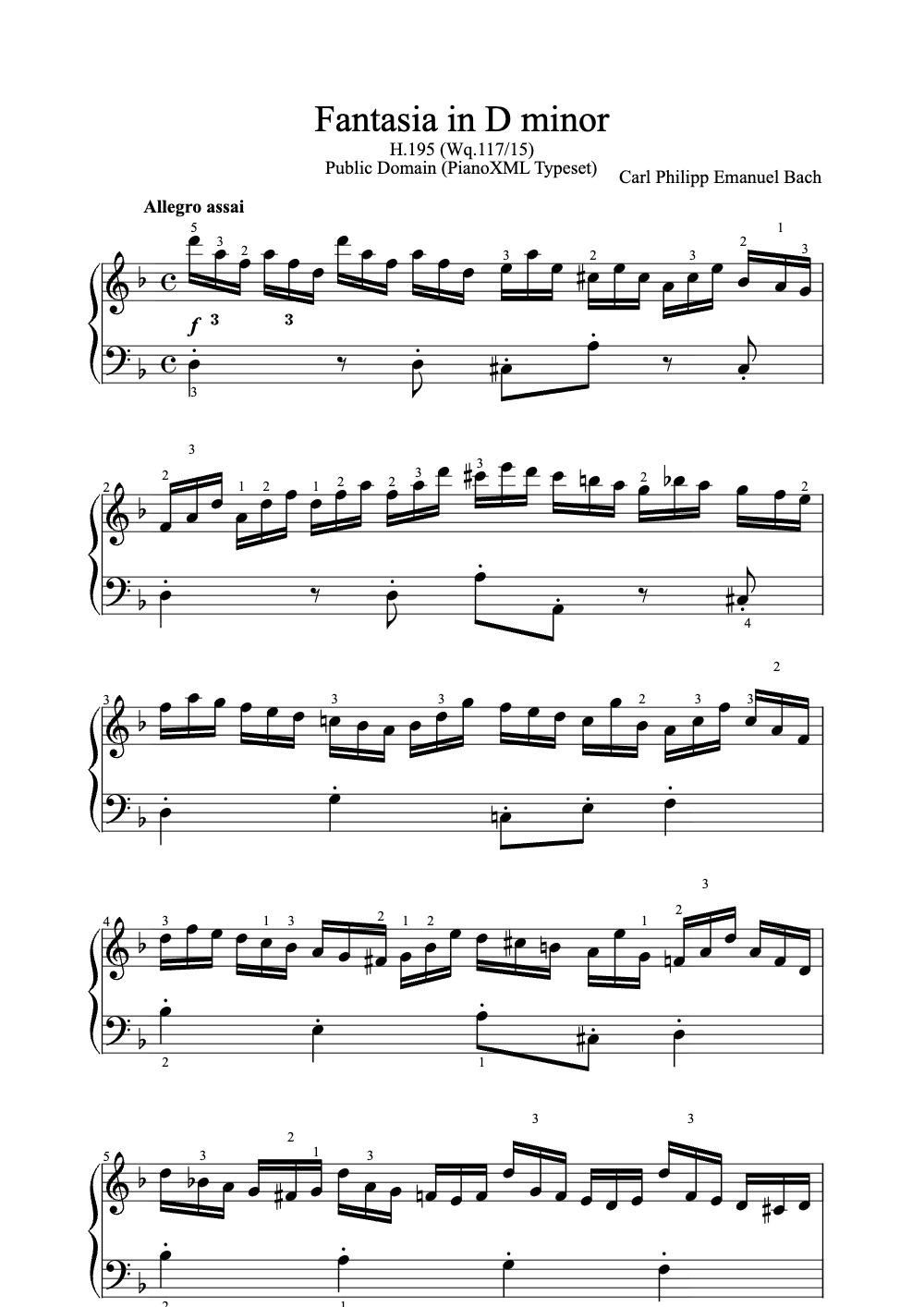 Sheet music preview for Fantasia in D Minor