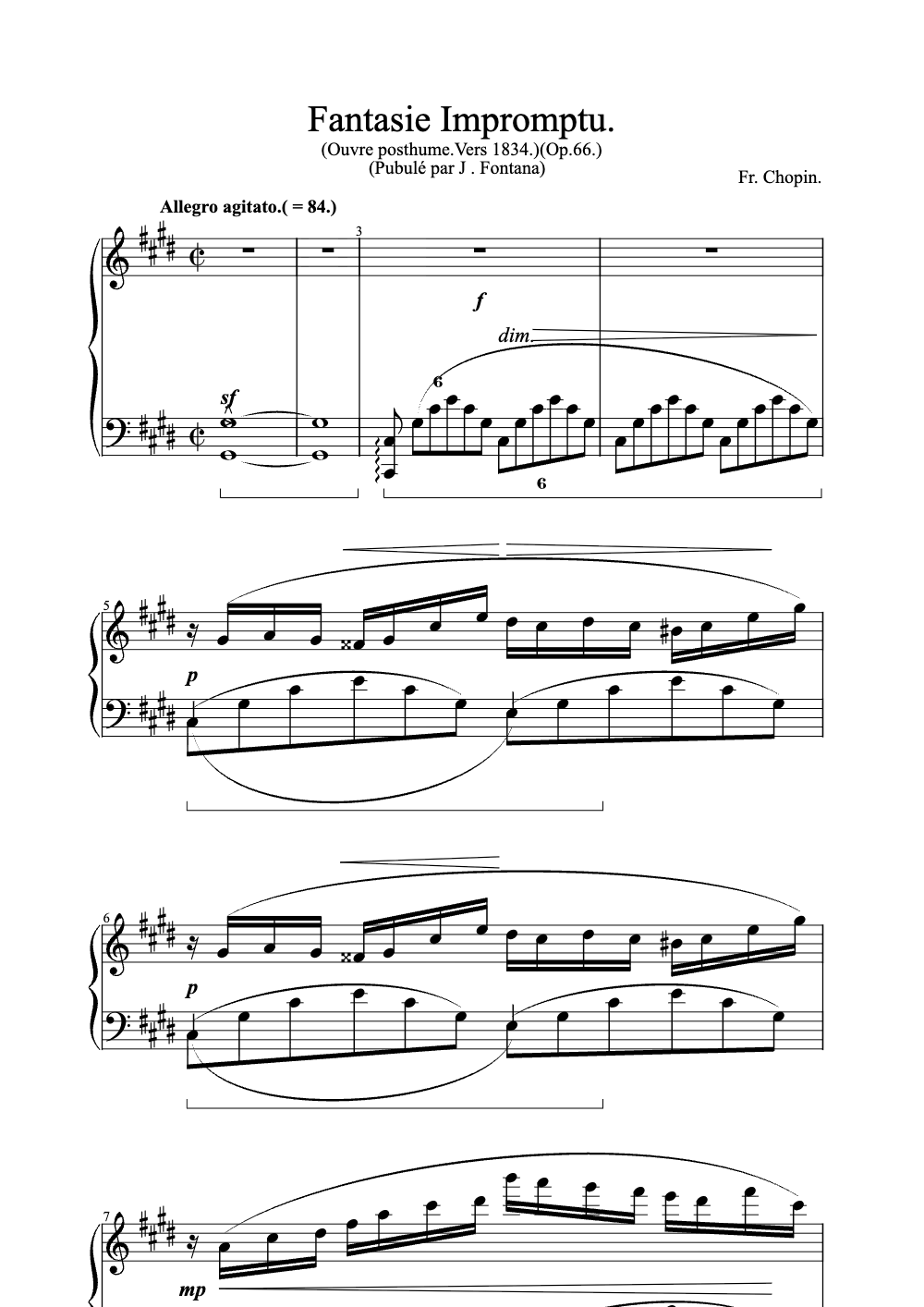 Sheet music preview for Fantasie Impromptu