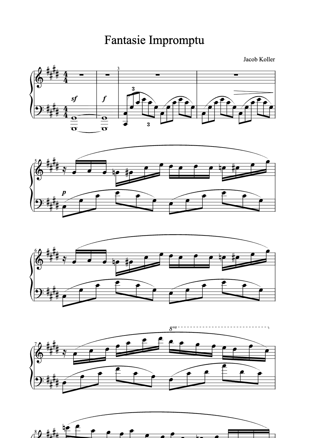 Sheet music preview for Fantasie Impromptu