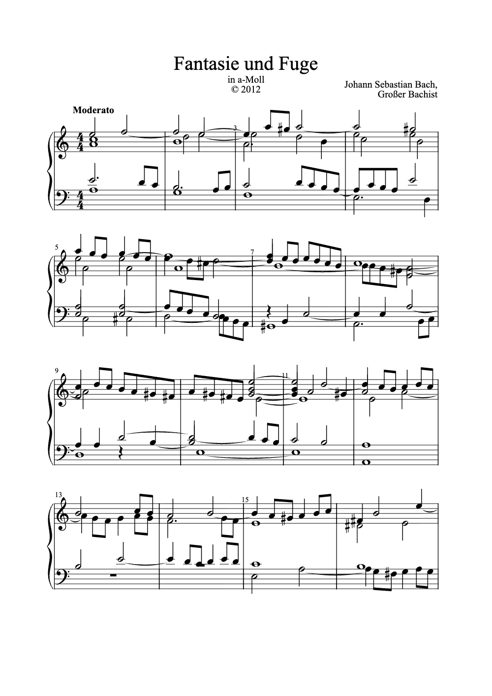 Sheet music preview for Fantasie und Fuge