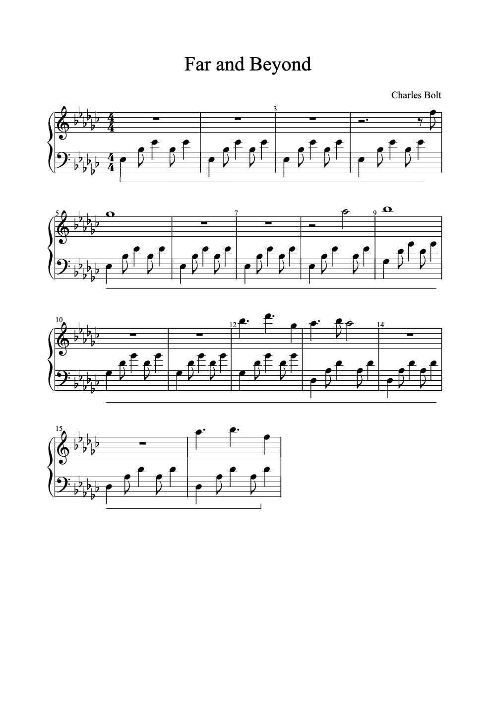 Sheet music preview for Far and Beyond