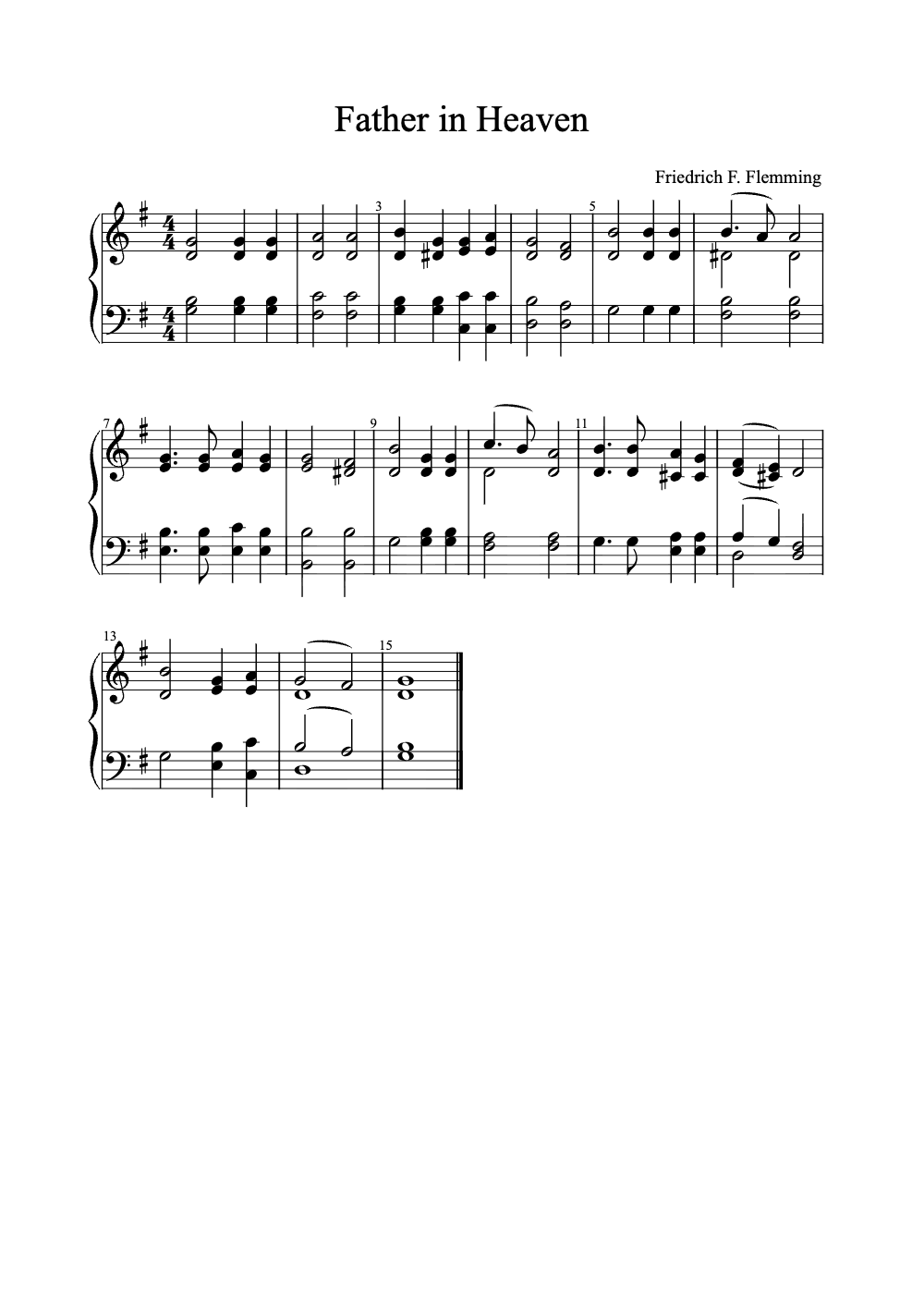 Sheet music preview for Father in Heaven