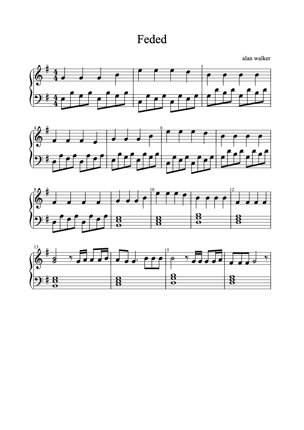 Sheet music preview for Faded
