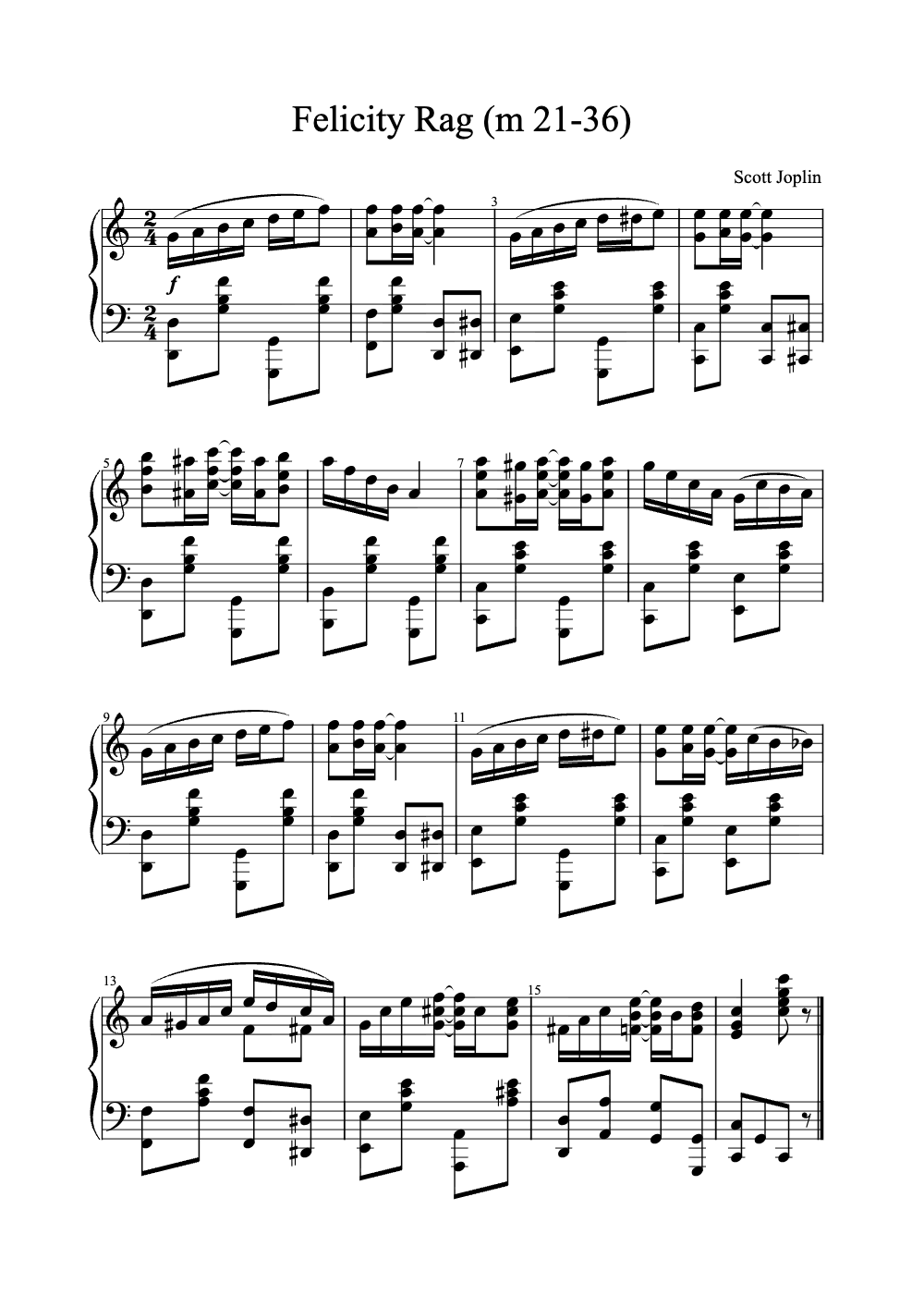 Sheet music preview for Felicity Rag