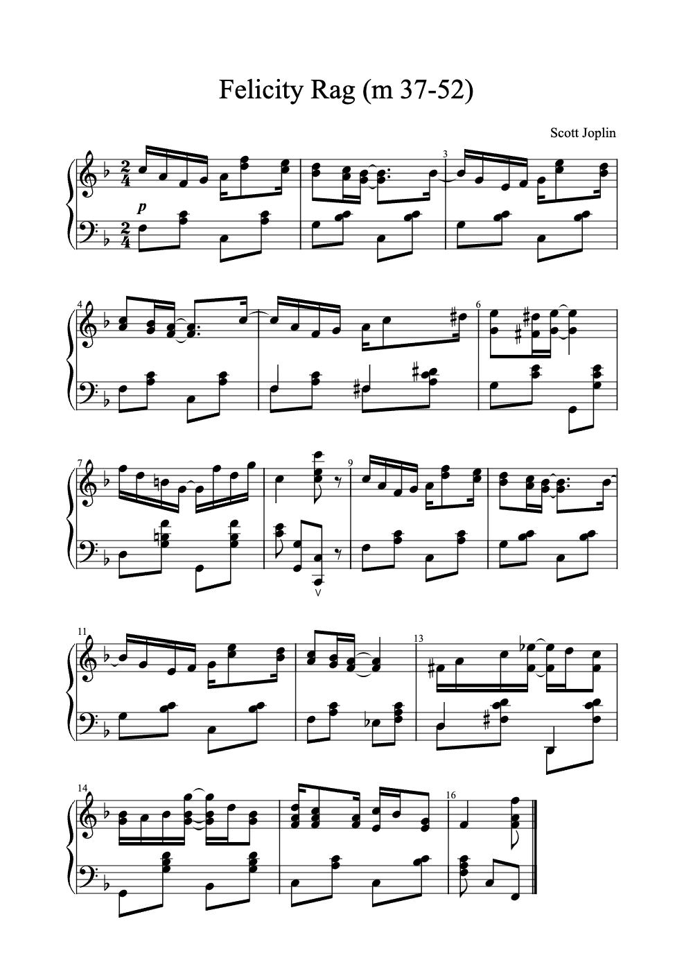 Sheet music preview for Felicity Rag