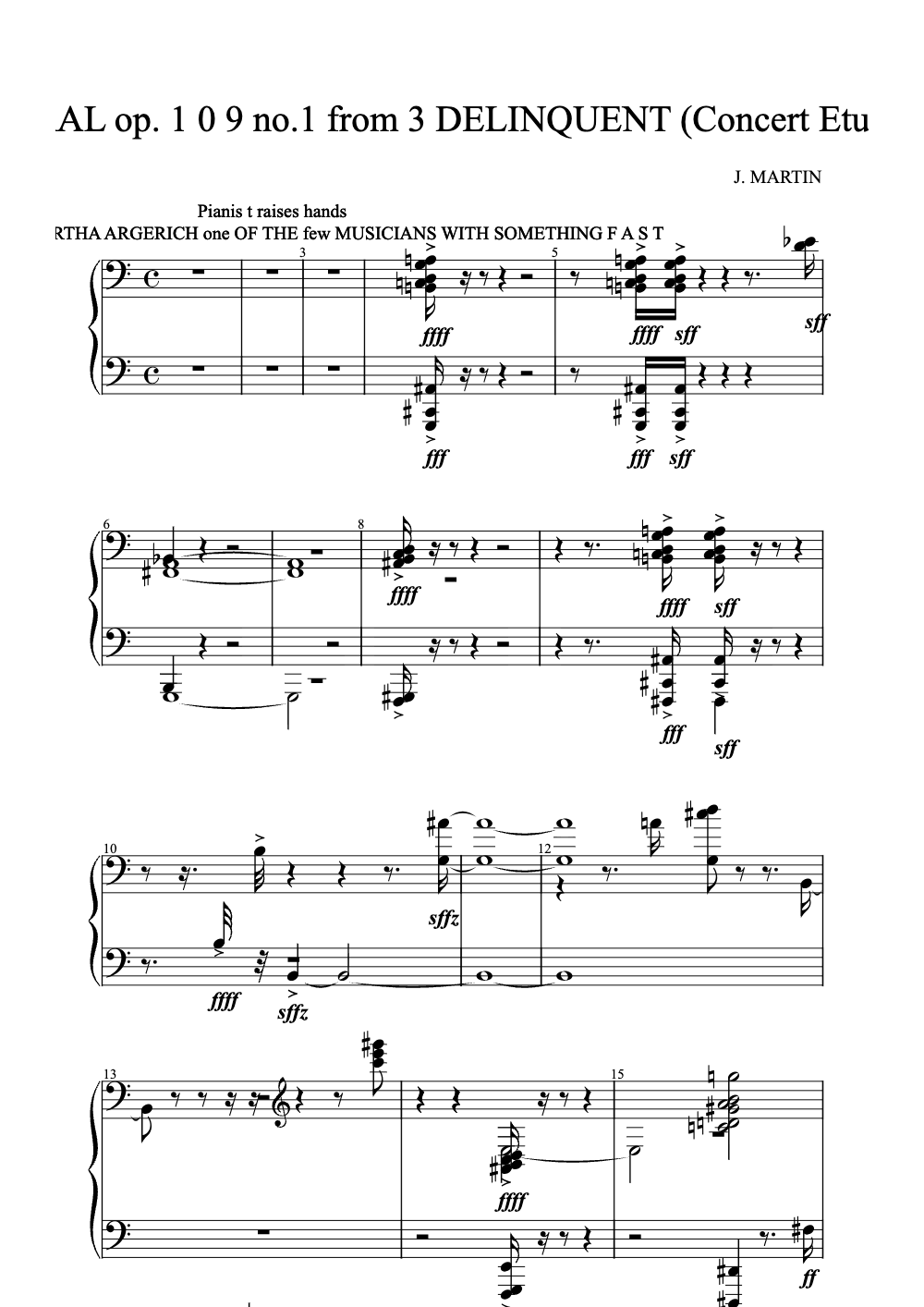 Sheet music preview for Feral, Op. 1 No. 1 from 3 Delinquent (Concert Etudes)