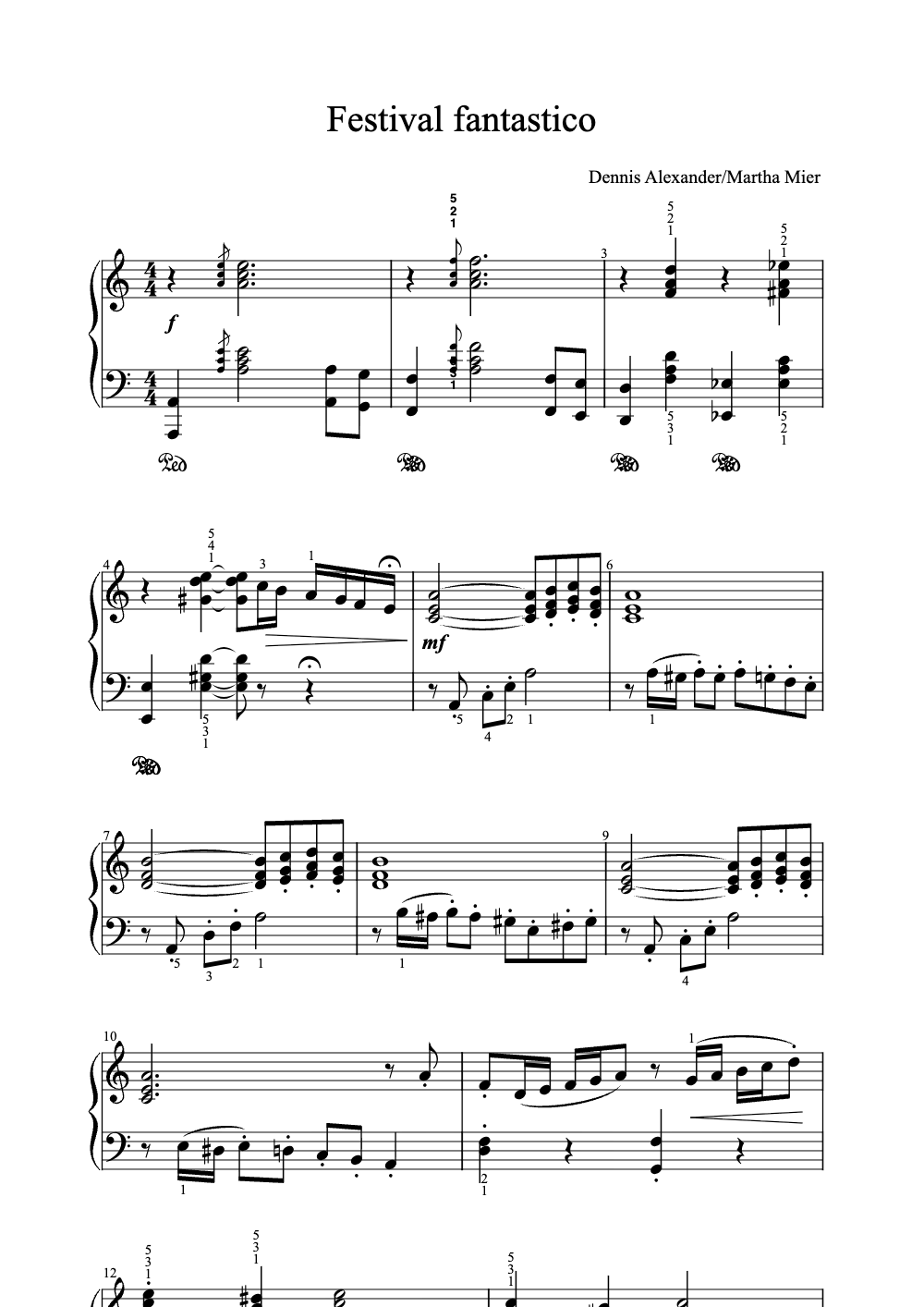 Sheet music preview for Festival Fantastico