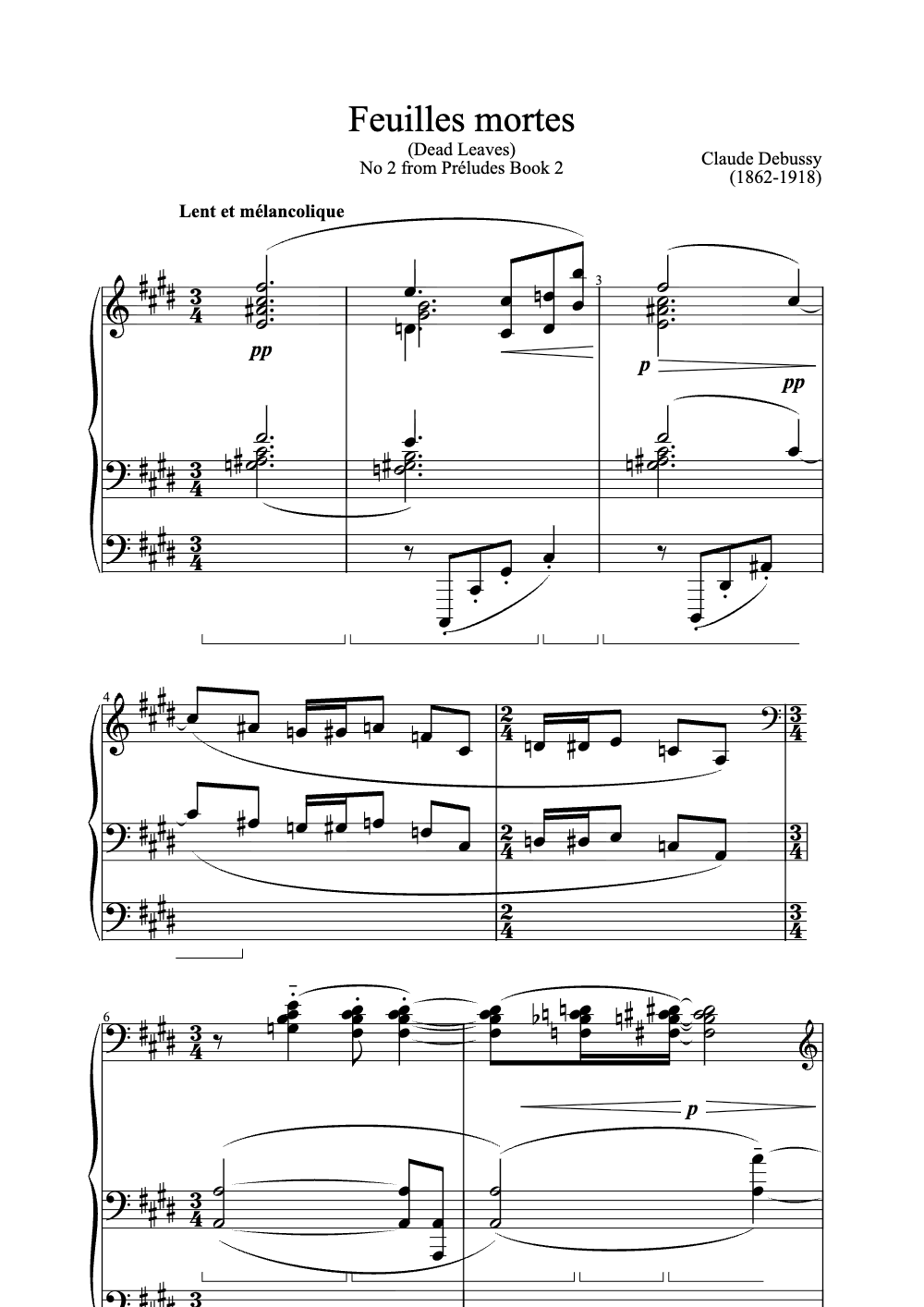 Sheet music preview for Feuilles Mortes