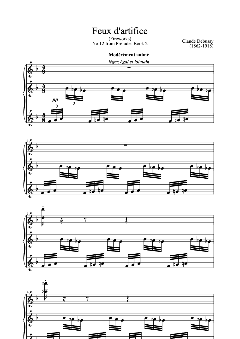 Sheet music preview for Feux D'Artifice