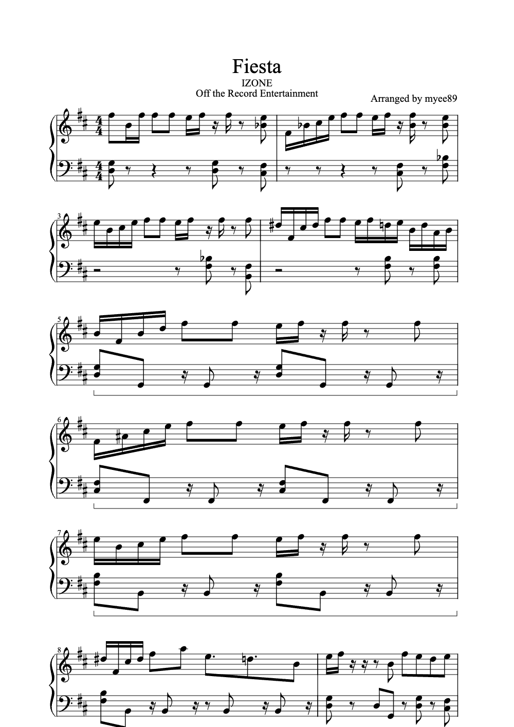 Sheet music preview for Fiesta