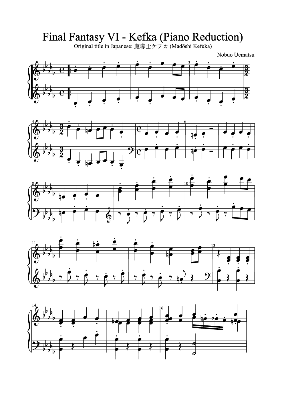Sheet music preview for Kefka