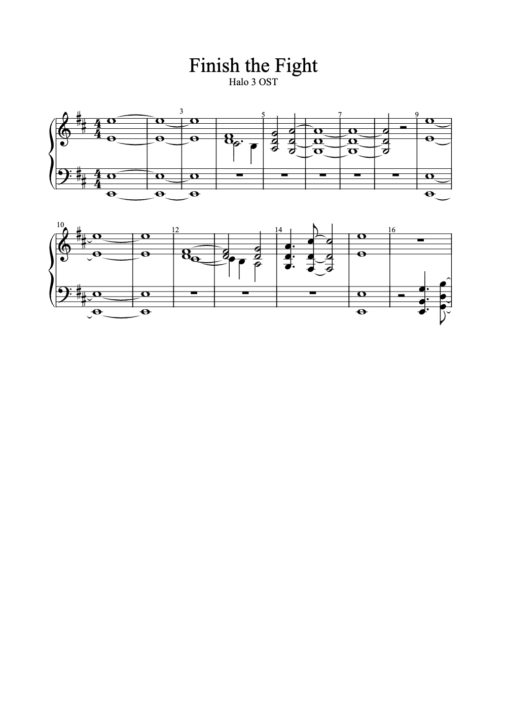 Sheet music preview for Finish the Fight