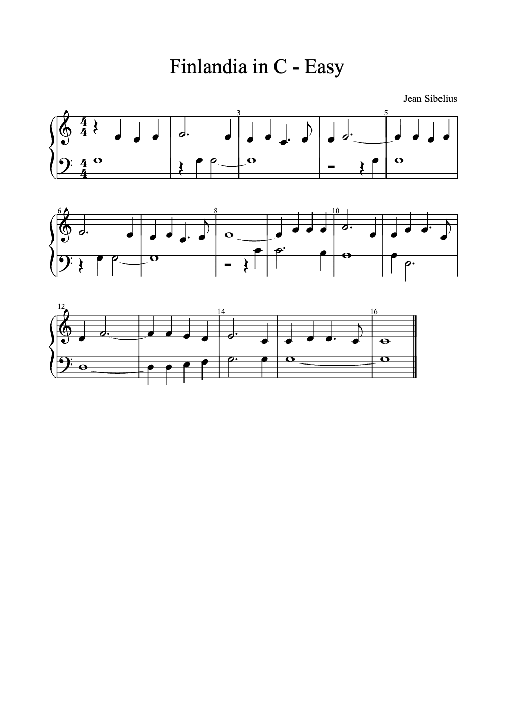 Sheet music preview for Finlandia