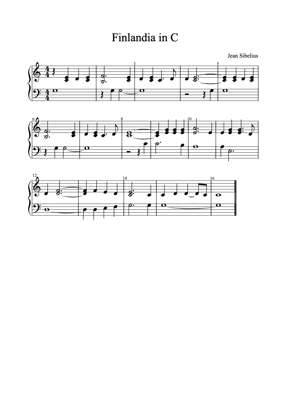 Sheet music preview for Finlandia