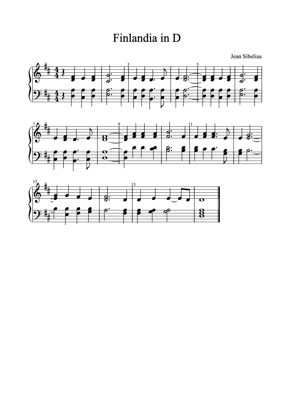 Sheet music preview for Finlandia