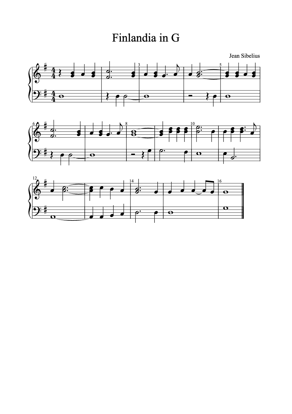 Sheet music preview for Finlandia