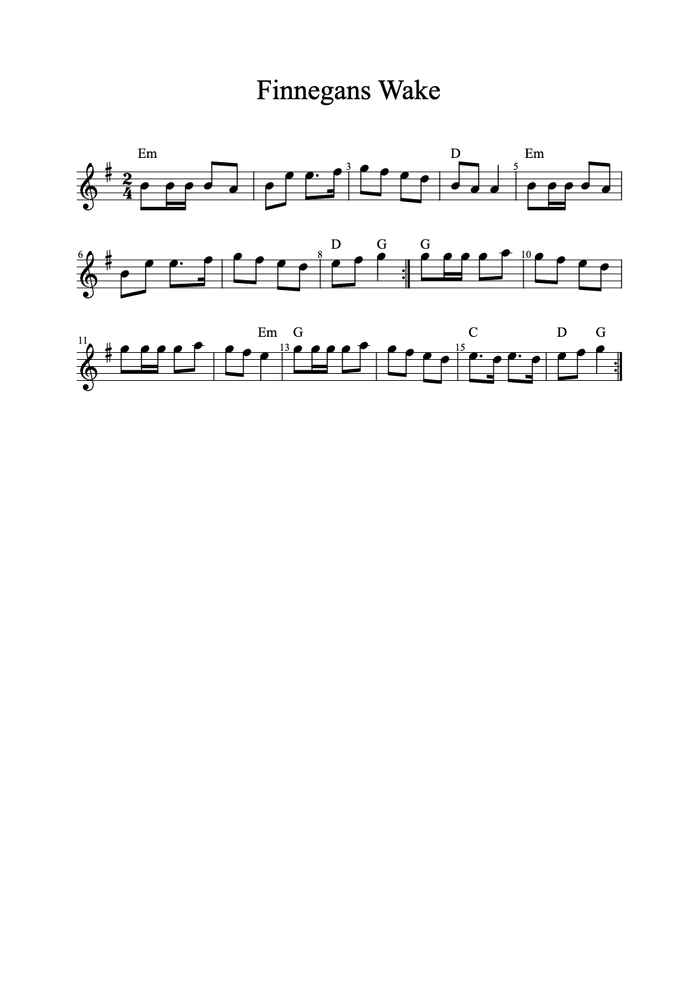 Sheet music preview for Finnegans Wake