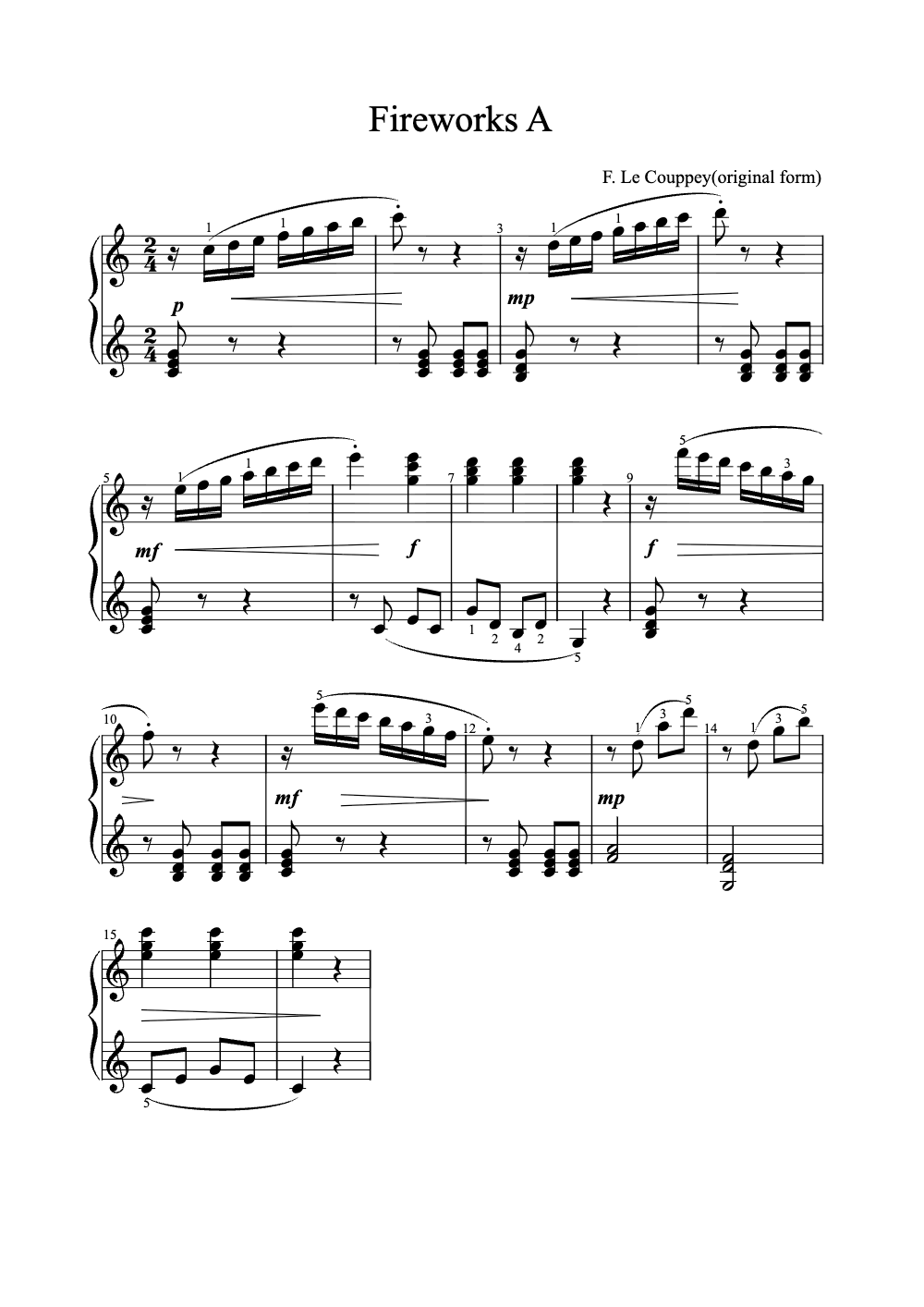 Sheet music preview for Fireworks A