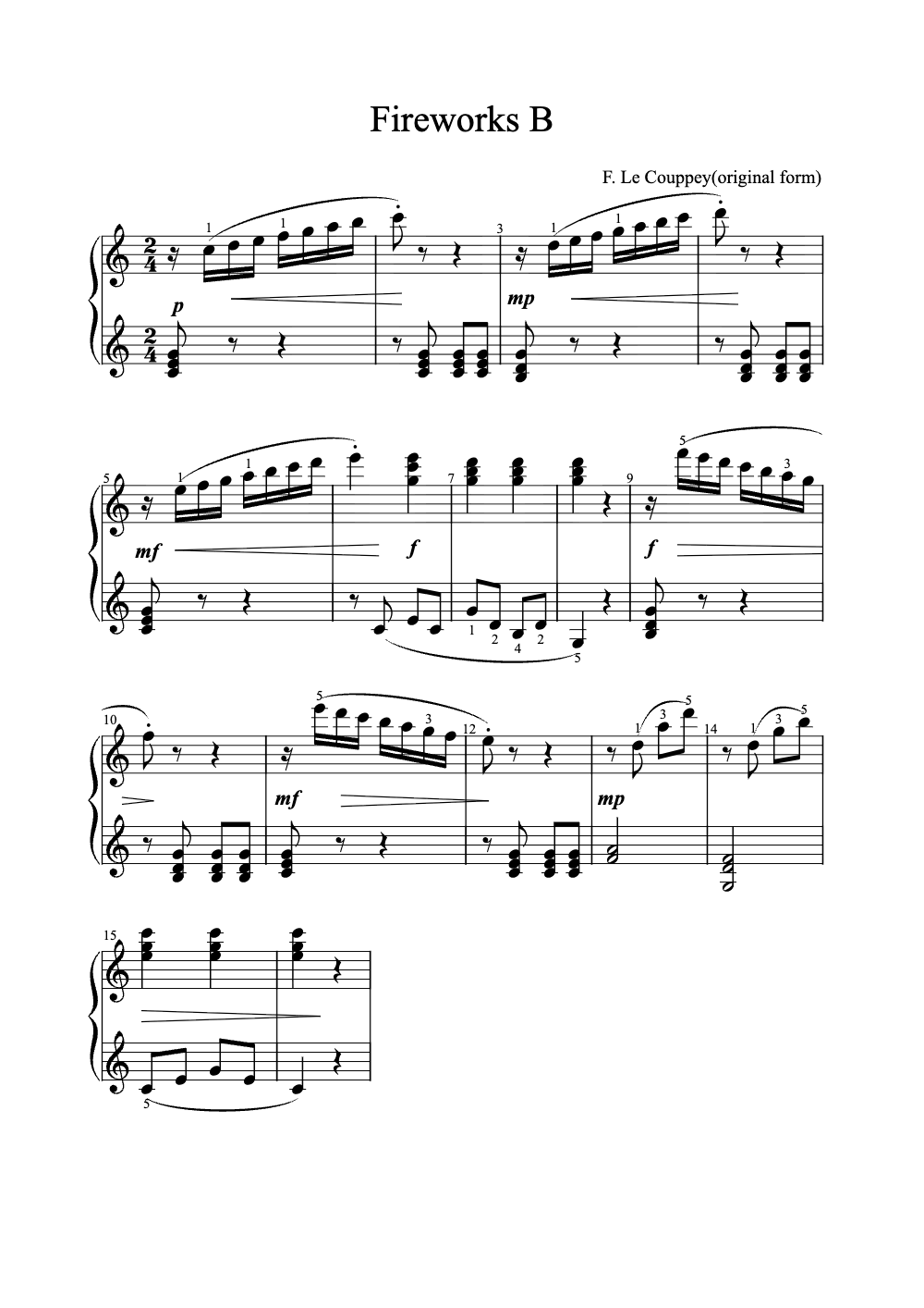 Sheet music preview for Fireworks B
