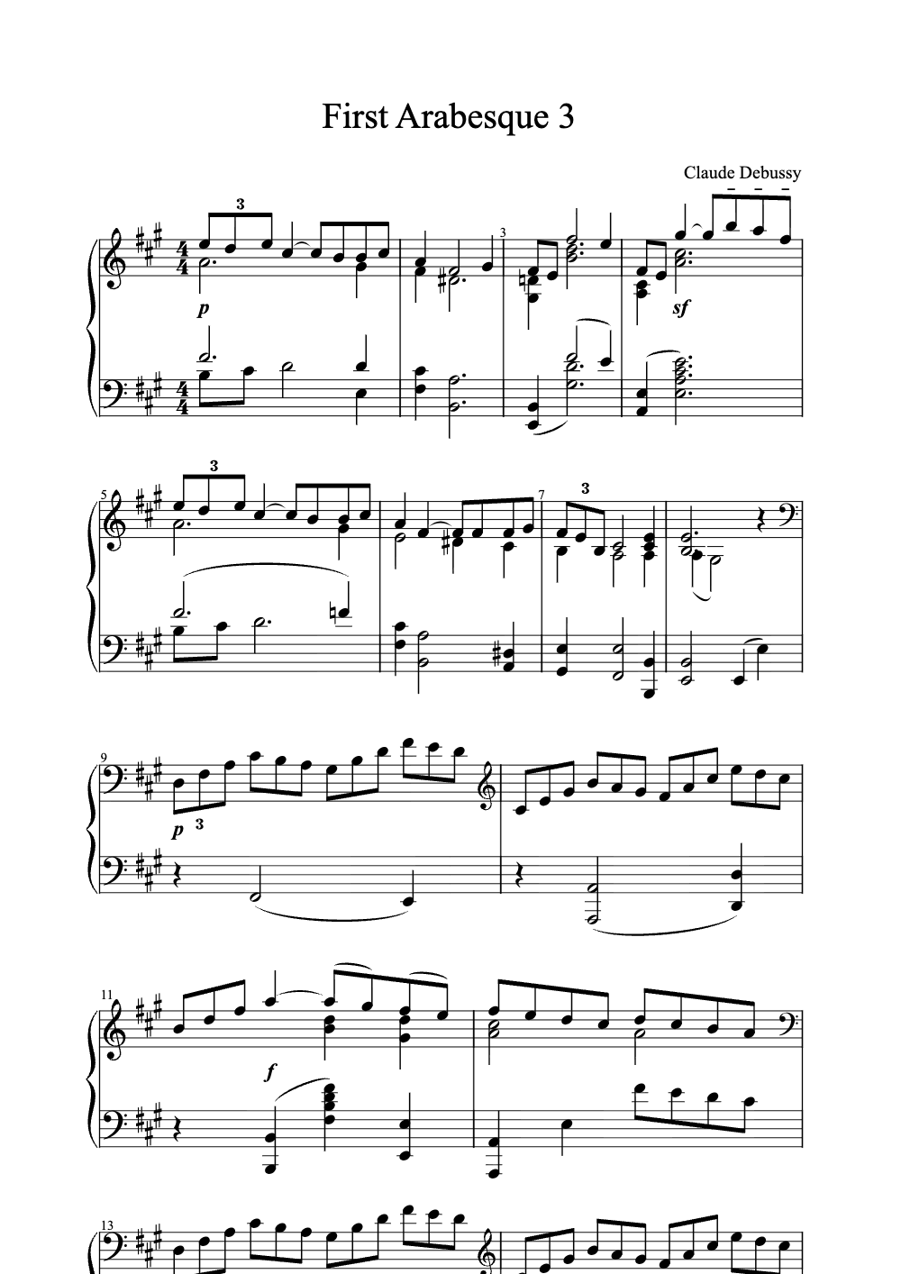 Sheet music preview for First Arabesque