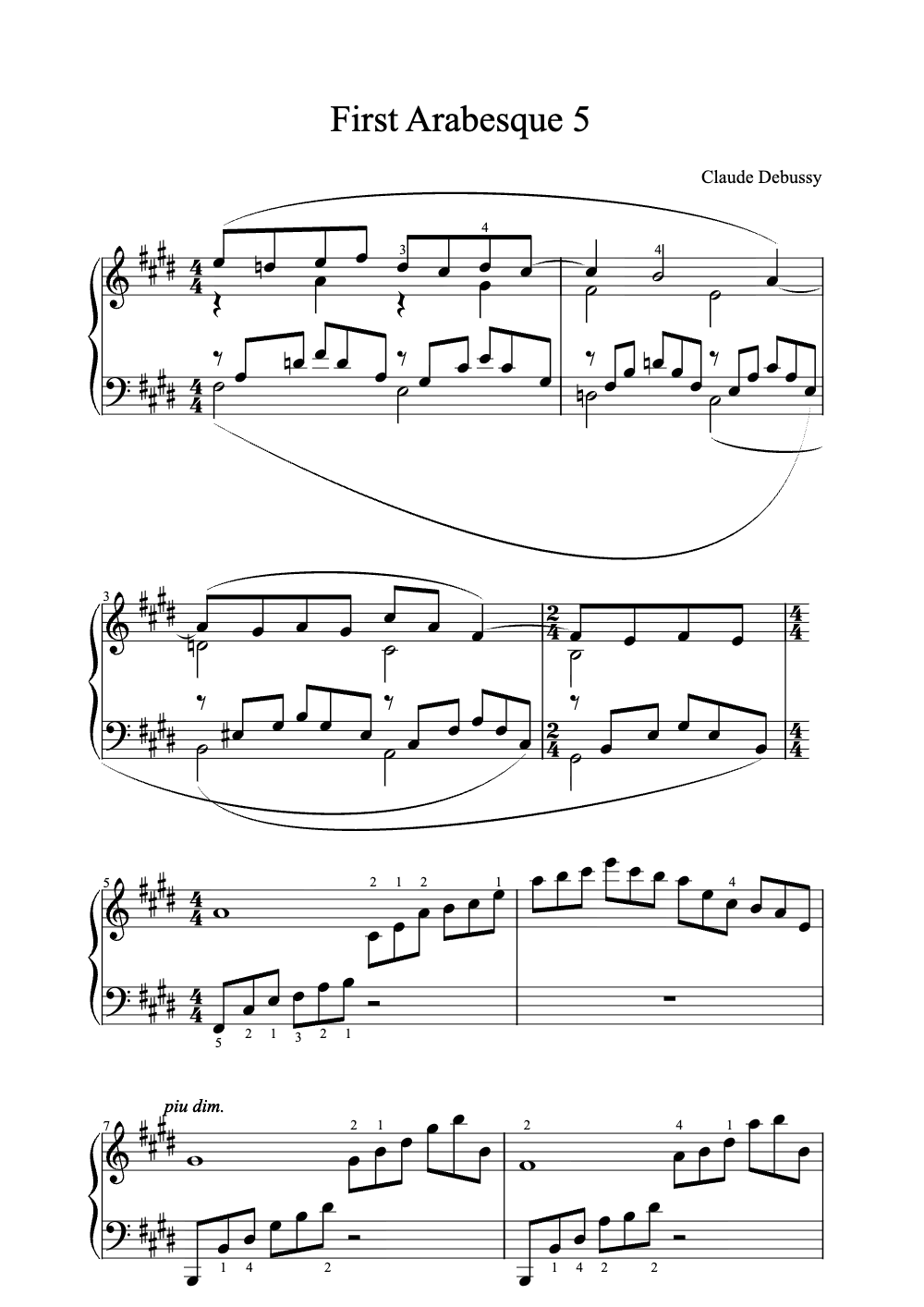 Sheet music preview for First Arabesque