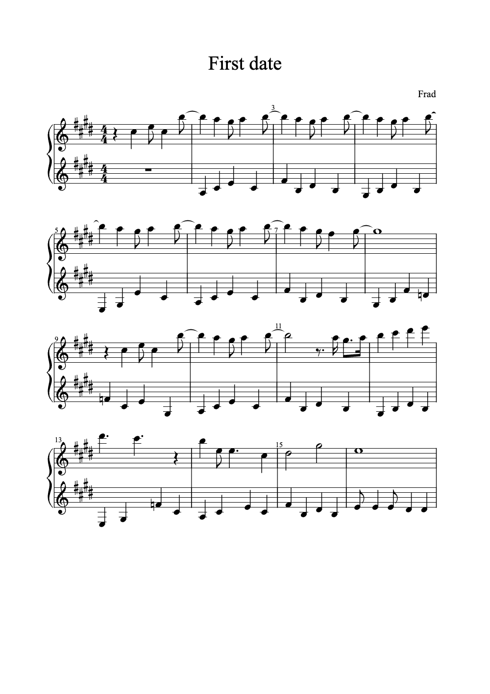Sheet music preview for First Date