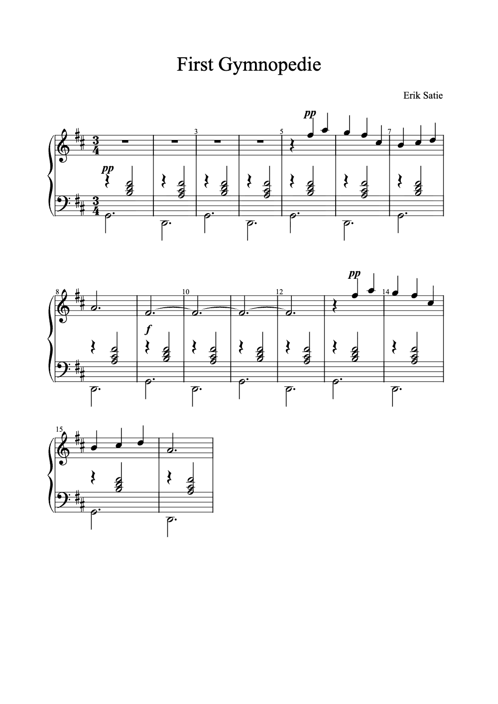 Sheet music preview for First Gymnopédie