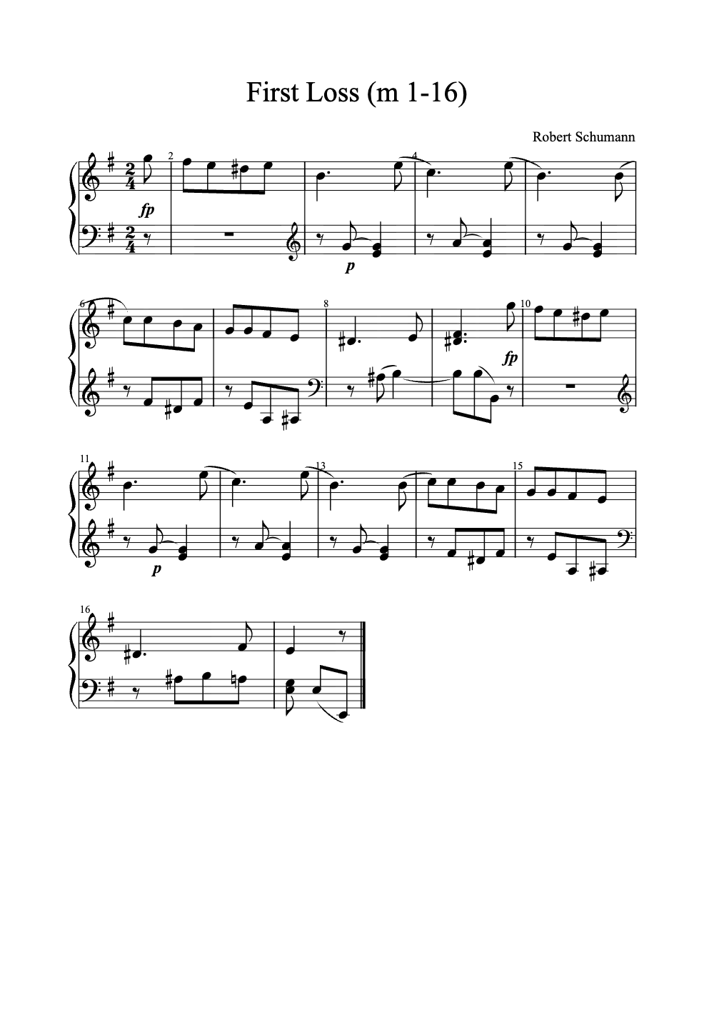 Sheet music preview for First Loss