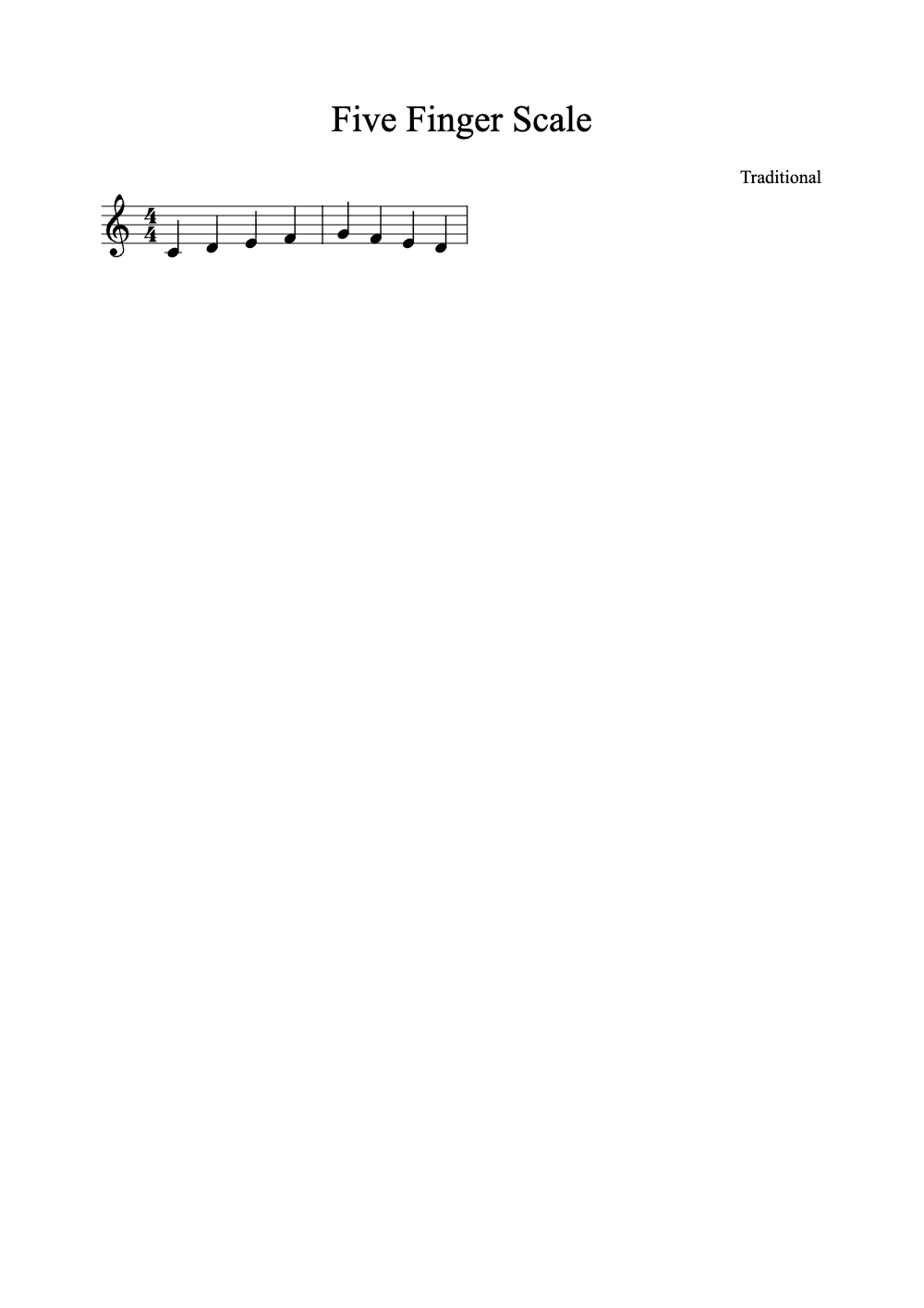 Sheet music preview for Five Finger Scale