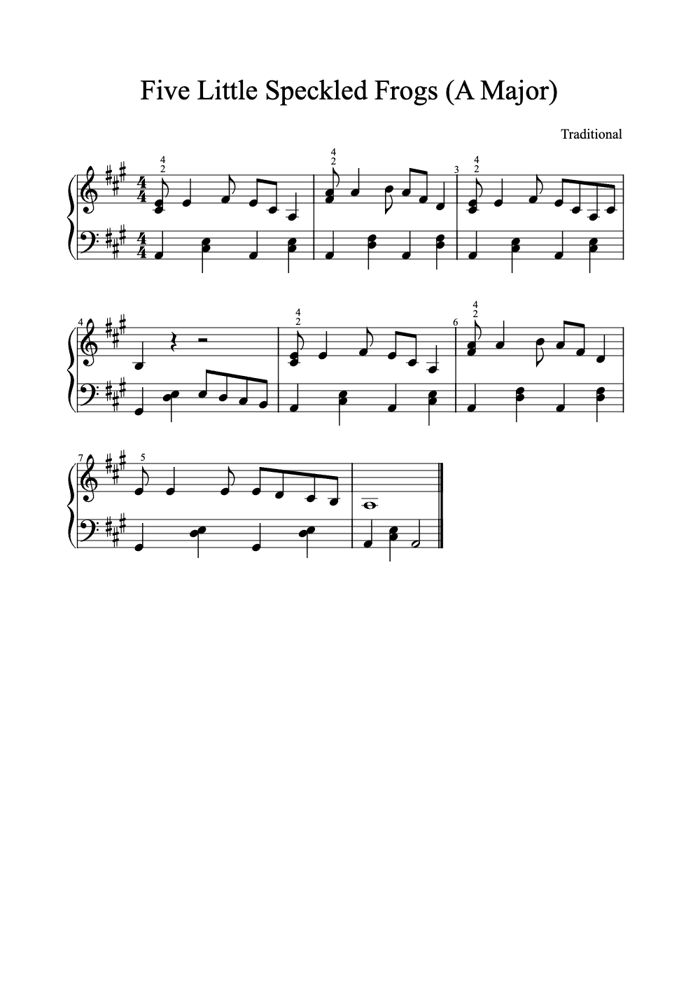 Sheet music preview for Five Little Speckled Frogs