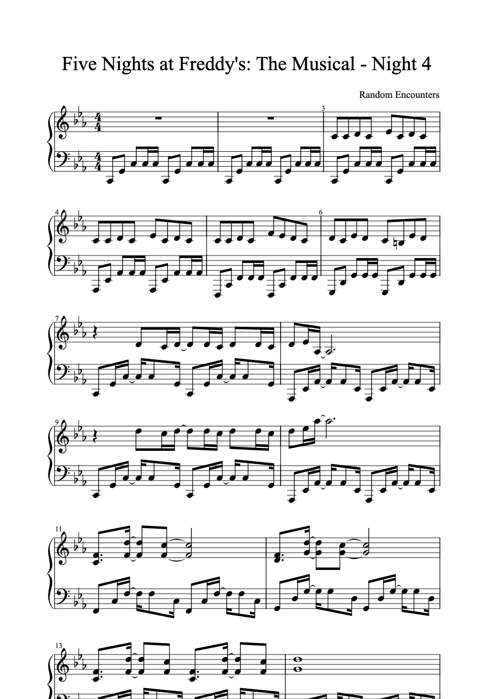 Sheet music preview for Five Nights at Freddy's: The Musical - Night 4