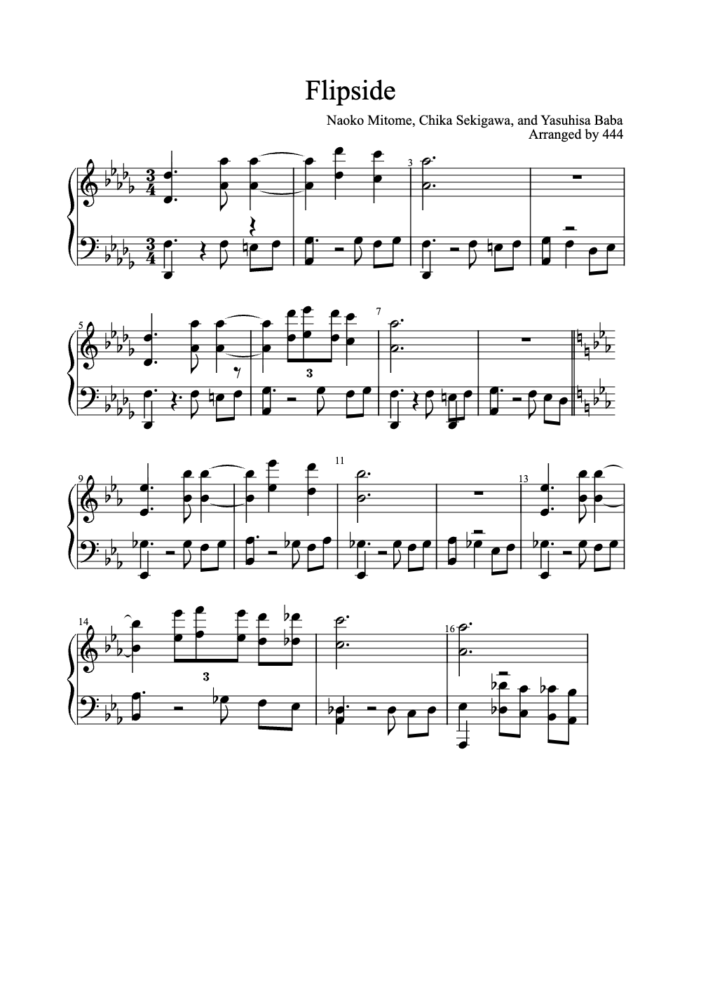 Sheet music preview for Flipside