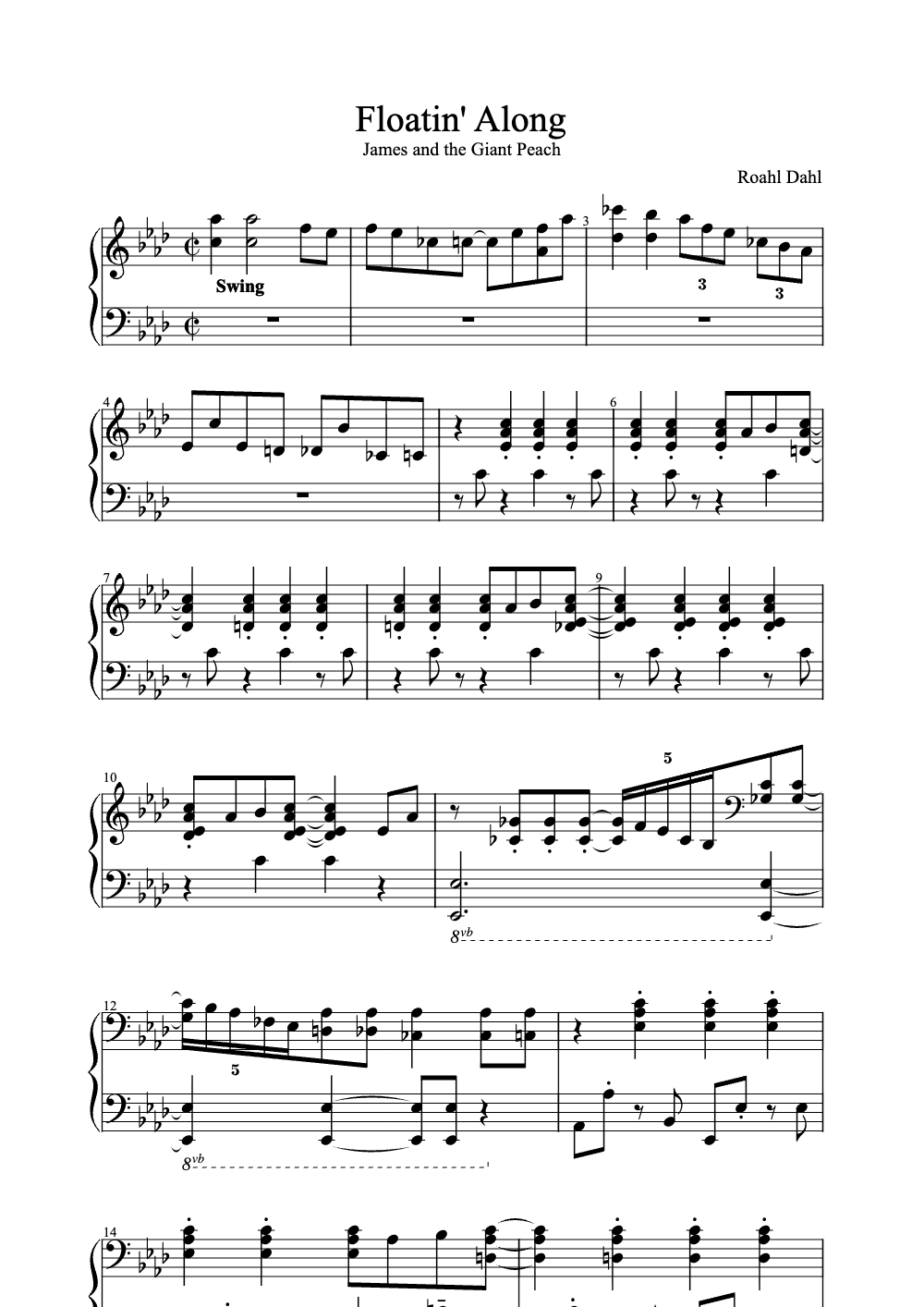 Sheet music preview for Floatin' Along