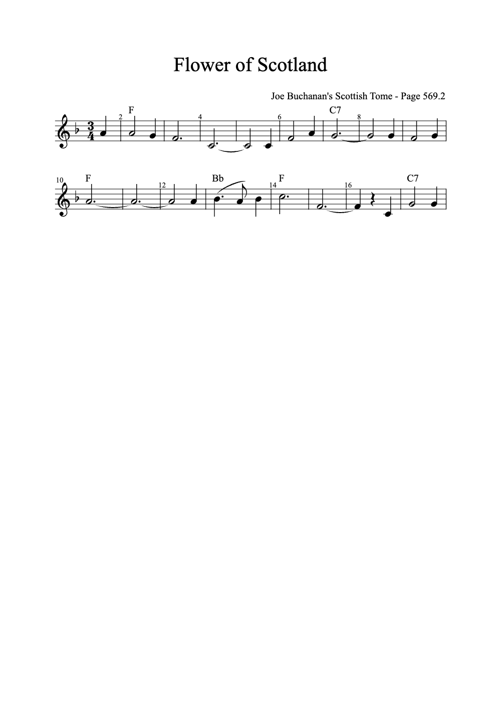 Sheet music preview for Flower of Scotland