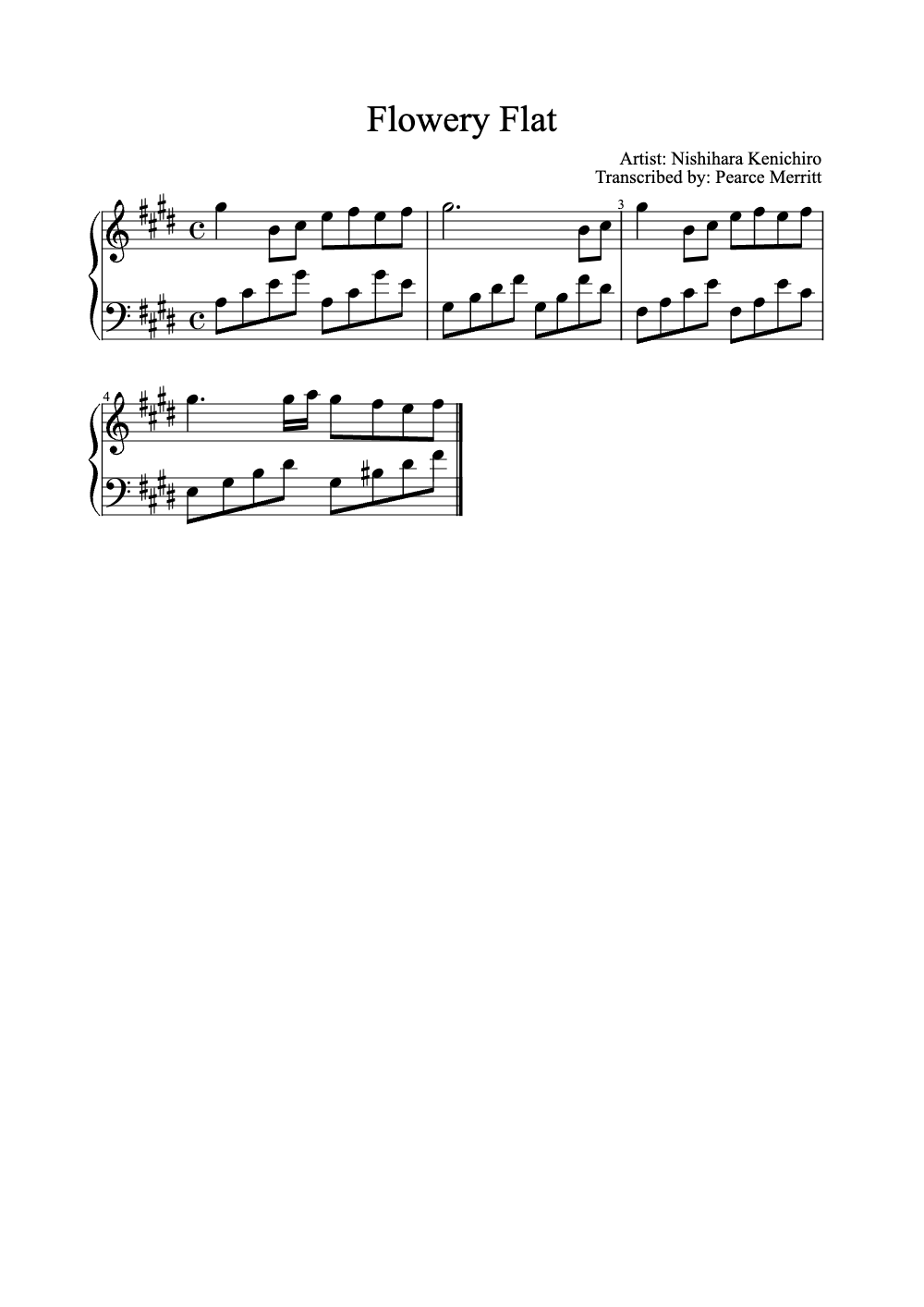Sheet music preview for Flowery Flat