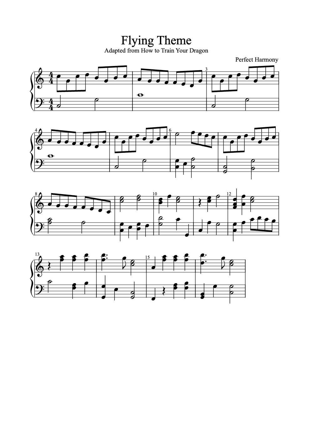 Sheet music preview for Flying Theme
