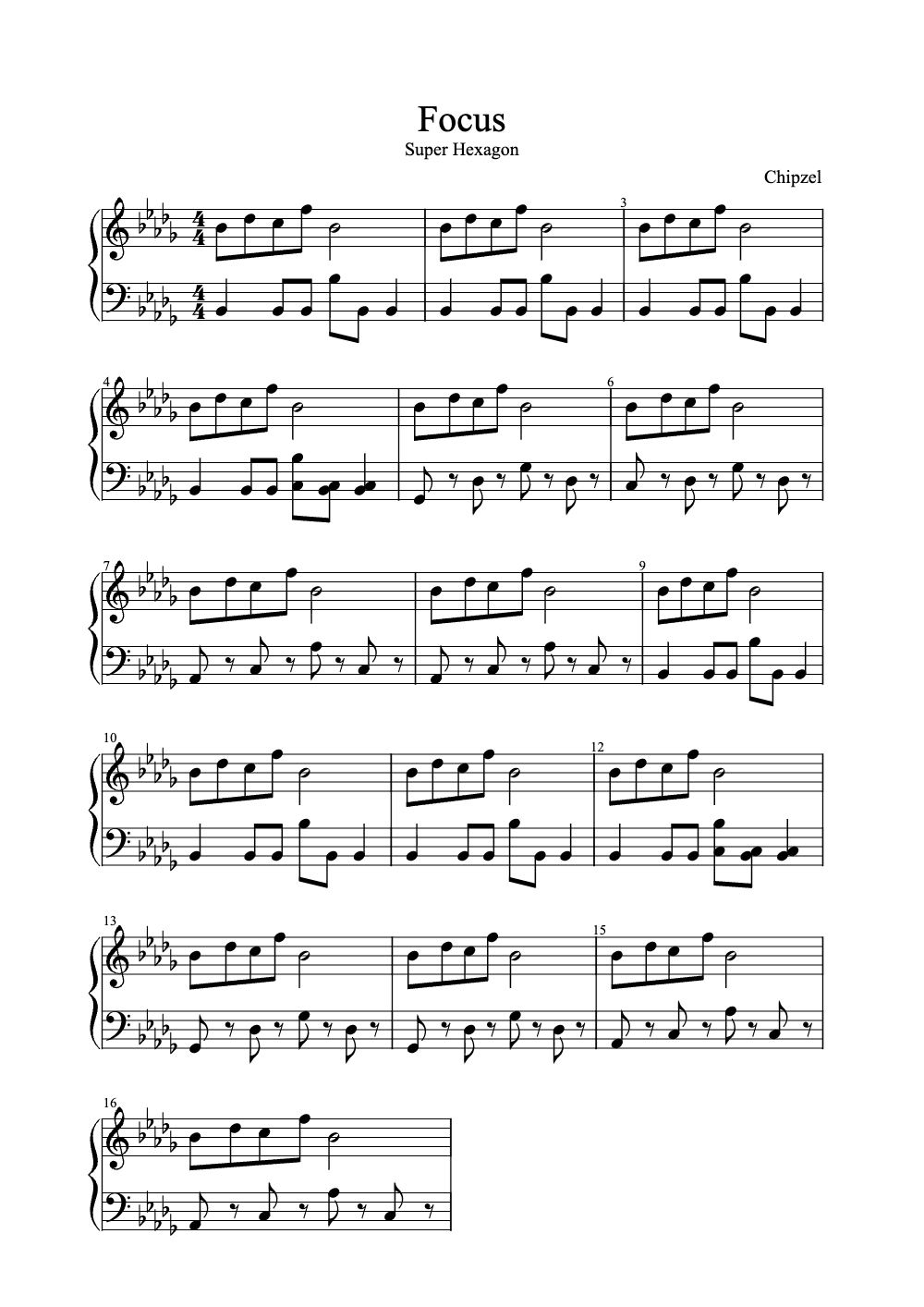 Sheet music preview for Focus