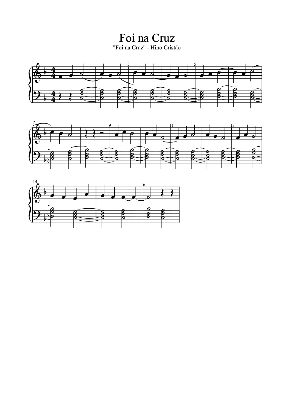 Sheet music preview for Foi Na Cruz