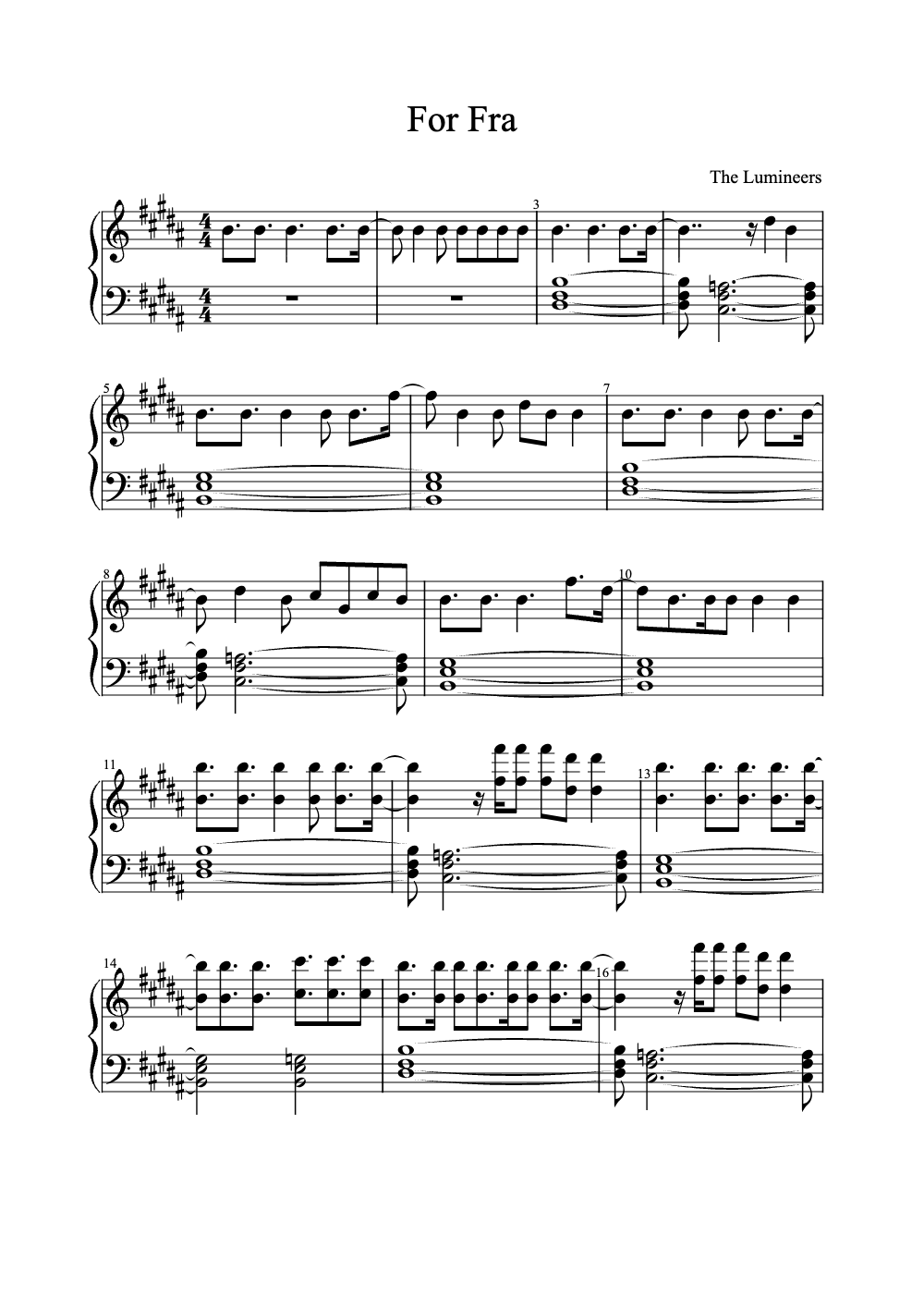 Sheet music preview for For Fra