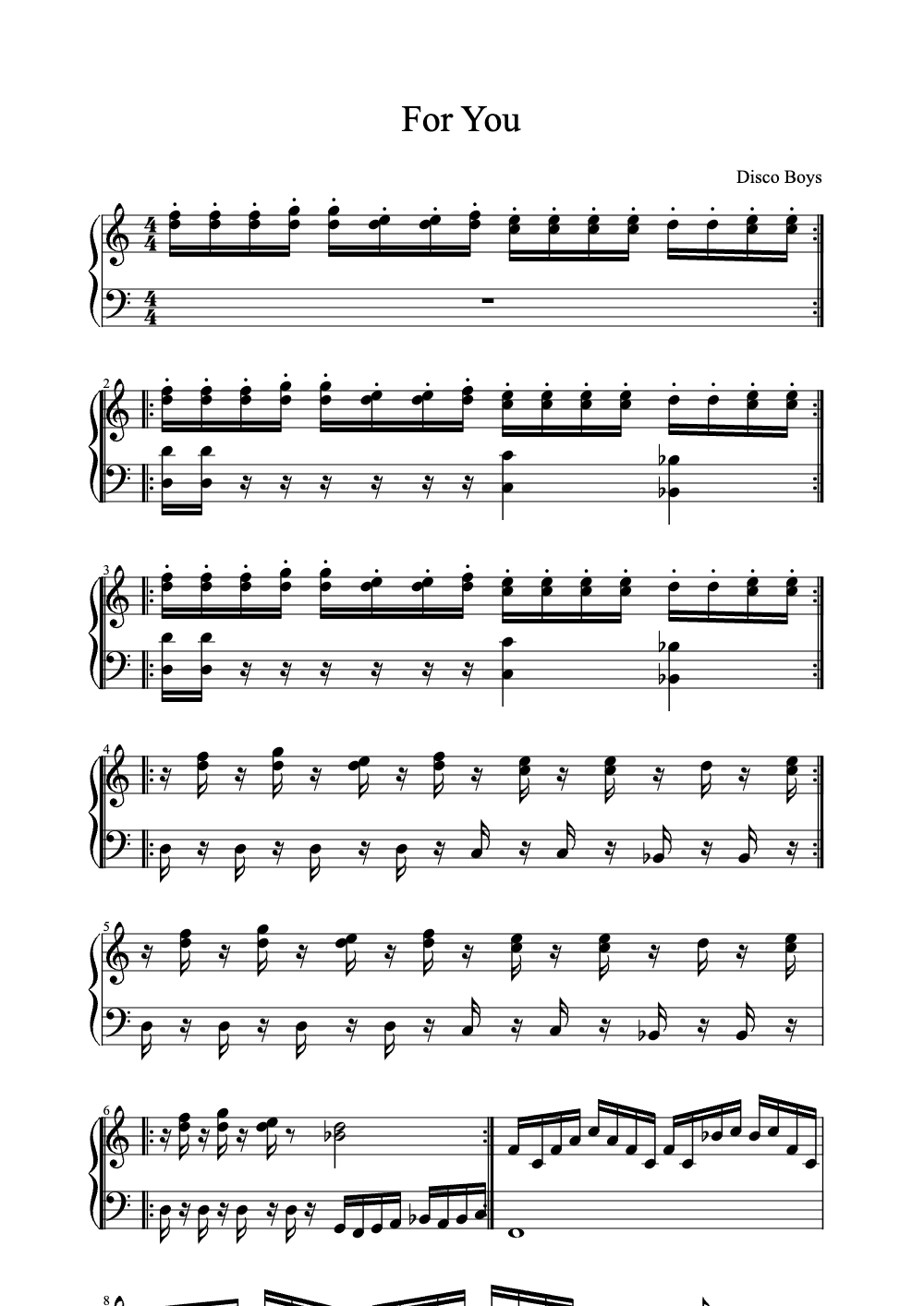 Sheet music preview for For You